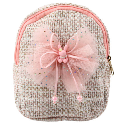 Plecak dziecięcy pleciony kokarda króliczek różowy 21cm 2l