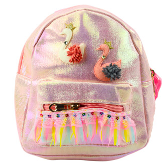 Plecak dziecięcy łabędzie koronka ozdoby różowy 22cm 2,8l