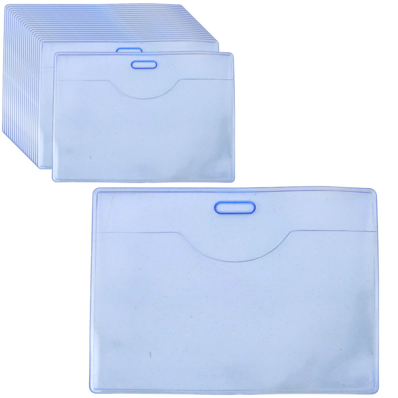 Zestaw etui na identyfikator elastyczne przeźroczyste niebieskie 20szt.