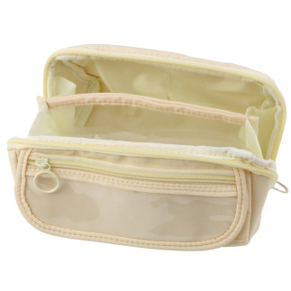 Piórnik przybornik szkolny rozkładany pojemny kremowy beżowy 20x10cm