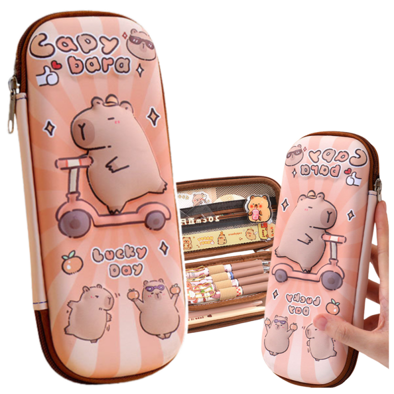 Piórnik przybornik szkolny kapibara na hulajnodze 23cm