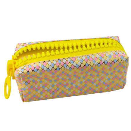 Piórnik szkolny organizer wzór łusek syrenich duży suwak kolorowy 21x8cm