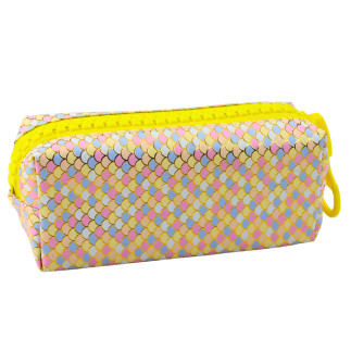 Piórnik szkolny organizer wzór łusek syrenich duży suwak kolorowy 21x8cm