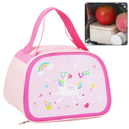 Torba termiczna izolacyjna śniadaniowa lunch bag różowa jednorożec 23cm