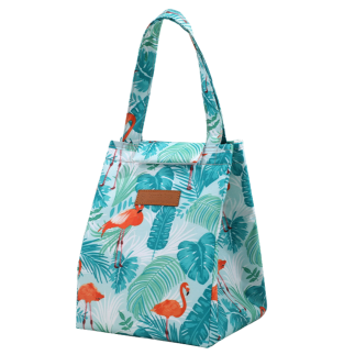 Torba termiczna izolacyjna śniadaniowa lunch bag liście flamingi  25cm