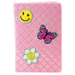 Notatnik w linie brokatowy naszywki różowy b6 80 kartek