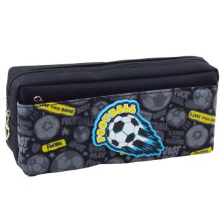 Piórnik organizer szkolny z piłką nożną dwie kieszenie czarny