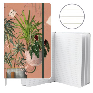 Notatnik zeszyt planner w linie liście rośliny gumka a5 80 kartek