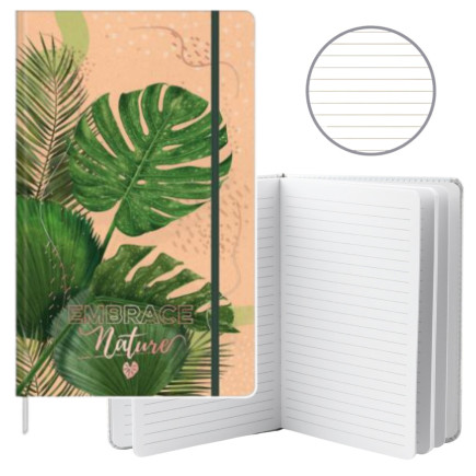 Notatnik zeszyt planner w linie liście monstera gumka a5 80 kartek
