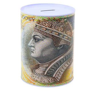 Skarbonka metalowa puszka banknot 200 złotych 16x12cm