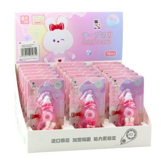 Korektor w taśmie myszka szkolny biurowy ozdobny zajączek różowy 8mm x 6m