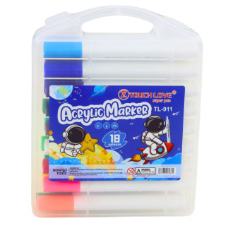 Zestaw pisaków markerów akrelowych w organizerze 18szt.