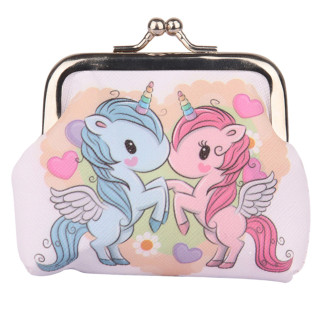 Portfelik dziecięcy dwa jednorożce metalowy zatrzask 10x9cm