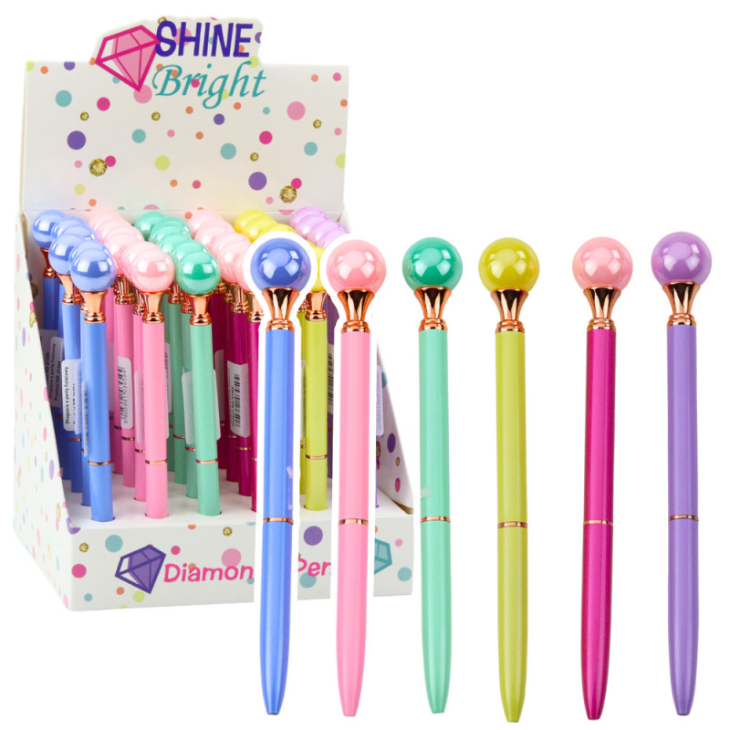 Długopis z dużą perłą obrotowy mechanizm niebieski tusz 1.0mm mix Długopis z dużą perłą obrotowy mechanizm niebieski tusz 1.0mm mix