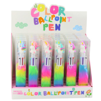 Długopis szkolny biurowy z futerkiem jednorożec wielokolorowy