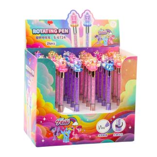 Długopis żelowy z figurką jednorożca kolorowy czarny tusz mix