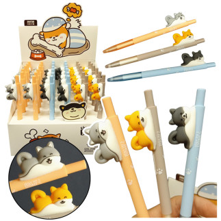 Długopis z figurką pieska shiba niebieski tusz 0.5mm
