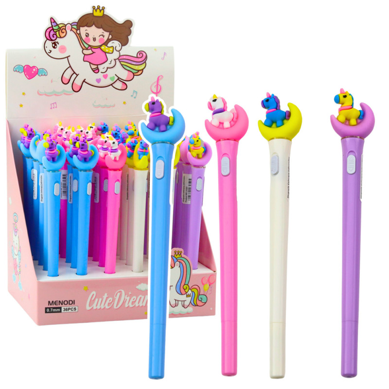 Długopis świecący jednorożec na księżycu niebieski tusz 0.7mm mix