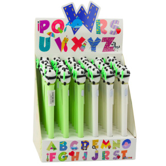 Długopis z pandą świecący niebieski tusz zielony biały