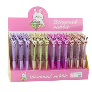 Długopis z zającem diamenciki niebieski wkład 0.7mm mix