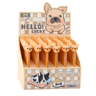 Długopis żelowy z pieskiem mops niebieski tusz beżowy 0,5mm