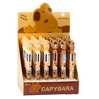 Długopis figurka kapibara z kubkiem wielokolorowy brązowy 0.7mm