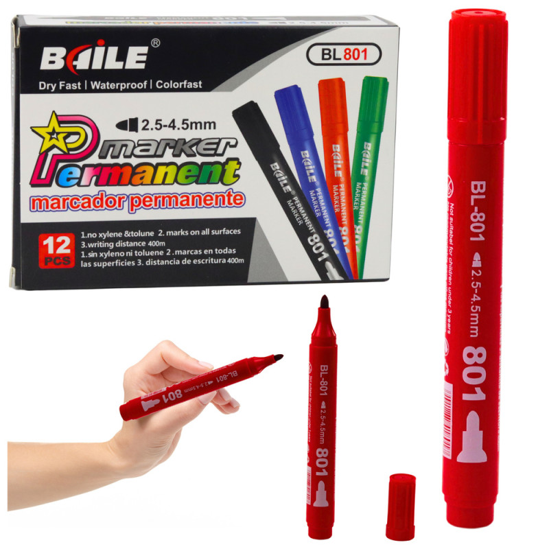 Marker permanentny wodoodporny czerwony 2,5-4,5 mm