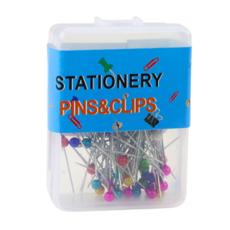 Zestaw szpilki krawieckie biurowe z kolorową główką - 100szt.