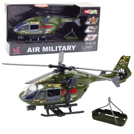 Helikopter wojskowy militarny hak nosze światła dźwięki 1:12