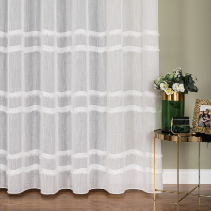 Firana fantazyjna z ołowianką, wysokość 300cm, kolor 002 offwhite