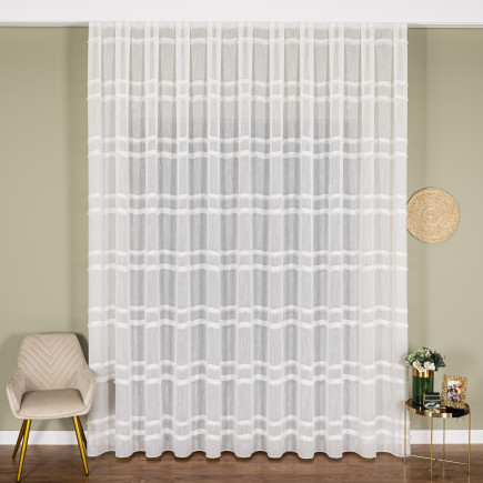 Firana fantazyjna z ołowianką, wysokość 300cm, kolor 002 offwhite