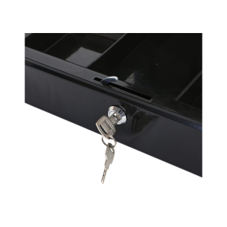 Kasetka skrzynka na pieniądze metalowa z przegródkami 2 kluczyki czarna