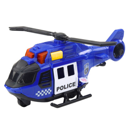 Helikopter policyjny z dźwigiem światła dźwięki niebieski