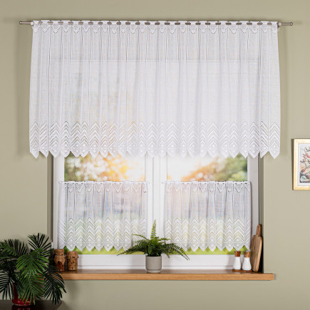 Zazdrostka żakardowa z samym dołem, wysokość 90cm, kolor 001 biały