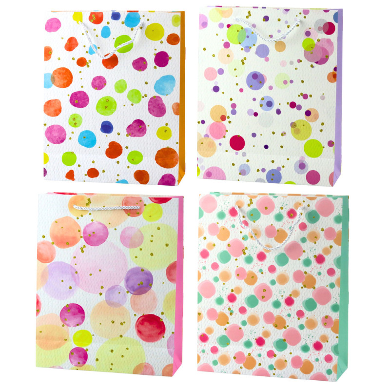 Torba prezentowa kropki akwarelowe pastelowe  32 × 26 × 10 cm