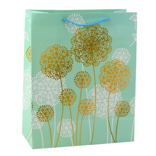 Torba prezentowa dmuchawce złote elementy 32 x 26 x 12cm