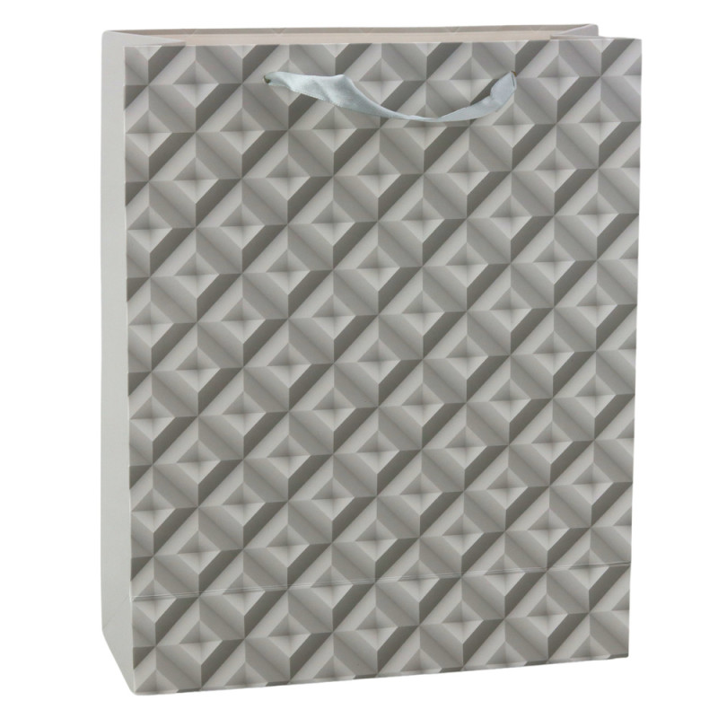 Torba prezentowa efekt geometrii 3d szara 32 x 26 x 10,5 cm Torba prezentowa efekt geometrii 3d szara 32 x 26 x 10,5 cm