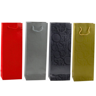 Torba prezentowa na butelkę wino wzór z napisami 35 x 12 x 9 cm