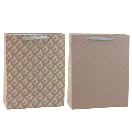 Torba prezentowa z tłoczeniem beżowa 32 x 26 x 10cm