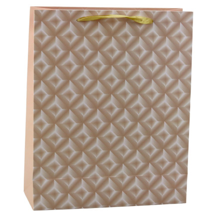 Torba prezentowa z tłoczeniem jasno beżowa 32 x 26 x 10cm
