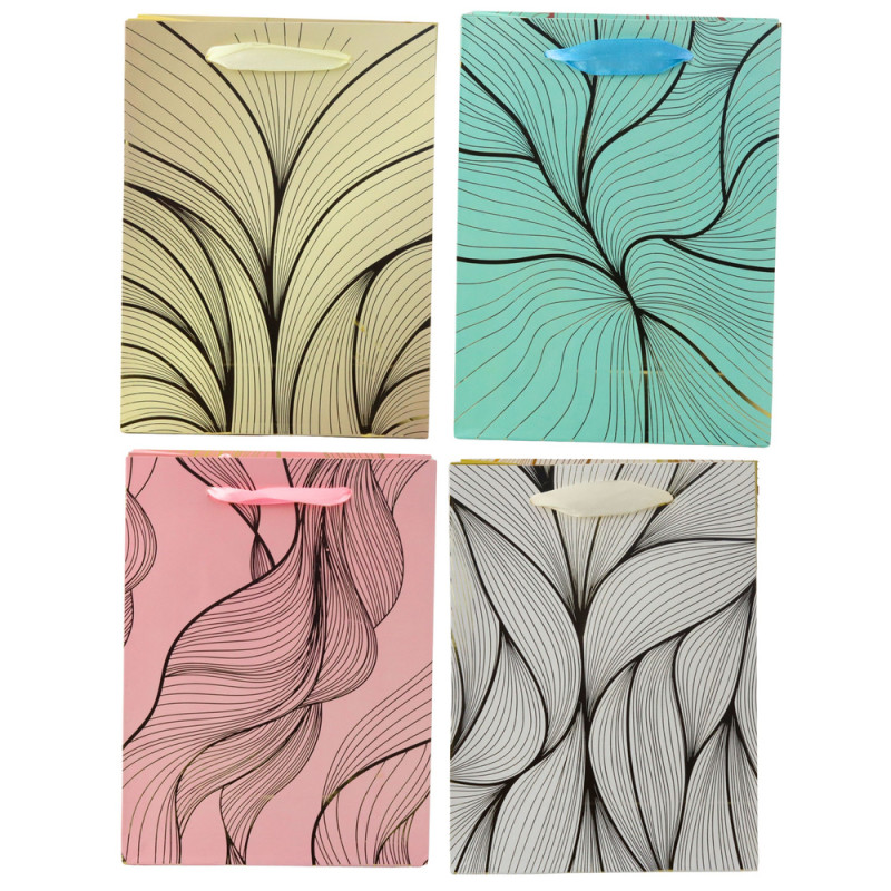 Torba prezentowa falisty złoty wzór mix kolor 23 x 18 x 10 cm