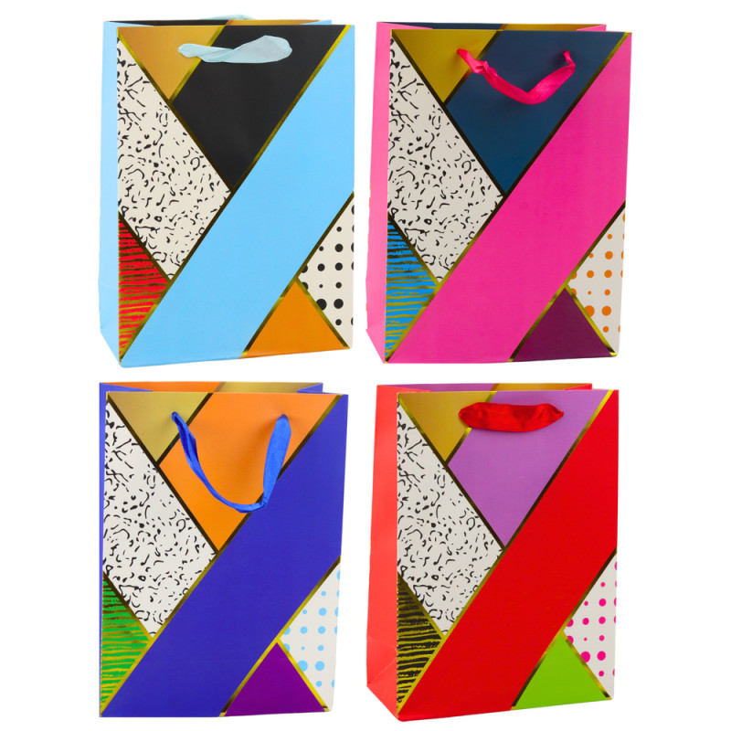 Torba prezentowa papierowa wzory geometryczne 23 x 18 x 10,5 cm