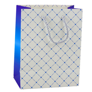 Torba prezentowa papierowa błyszczące serduszka 23 x 18 x 10,5 cm