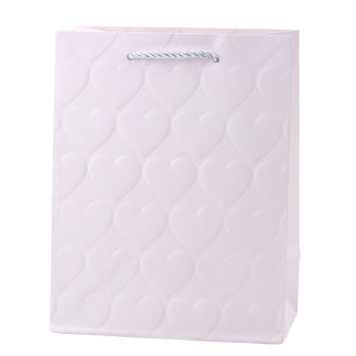 Torba prezentowa elegancka tłoczone serca pastelowa 23 x 18 x 10,5 cm