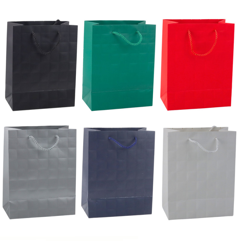 Torba prezentowa elegancka tłoczone kwadraty 23 x 18 x 10,5 cm