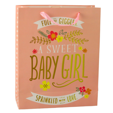 Torba prezentowa na narodziny baby shower dla dziewczynki 32 x 26 x 12 cm
