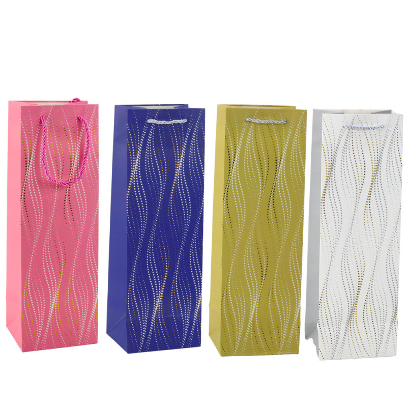 Torba prezentowa na butelkę połyskujące fale 35 x 12 x 9 cm Torba prezentowa na butelkę połyskujące fale 35 x 12 x 9 cm