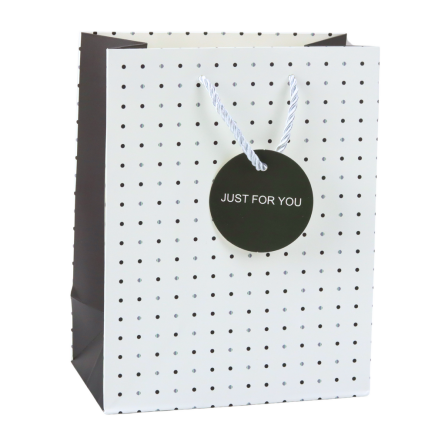 Torba prezentowa z kropkami napis just for you 23 x 18 x 10,5 cm