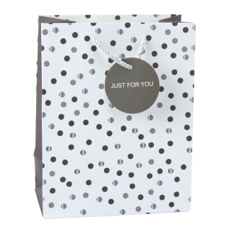 Torba prezentowa z kropkami napis just for you 23 x 18 x 10,5 cm