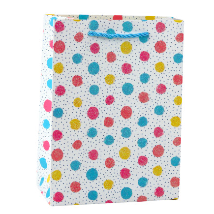 Torba prezentowa serca gwiazdki kropki paski kolorowe 23 x 18 x 10,5 cm